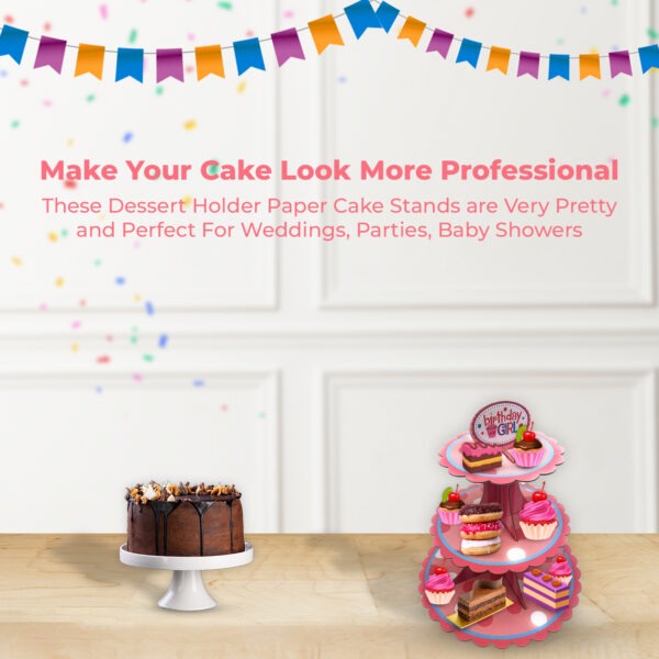 Cupcakes with Stand – 3 Tier Pink Dot Cardboard Display