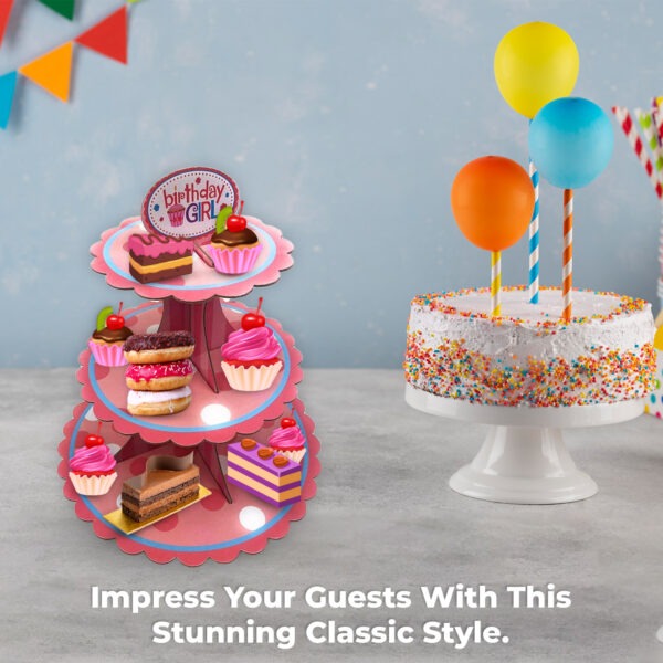 Cupcakes with Stand – 3 Tier Pink Dot Cardboard Display