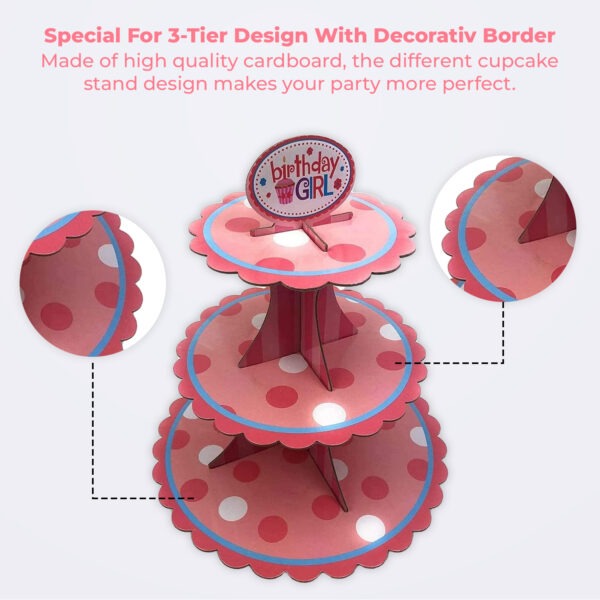 Cupcakes with Stand – 3 Tier Pink Dot Cardboard Display