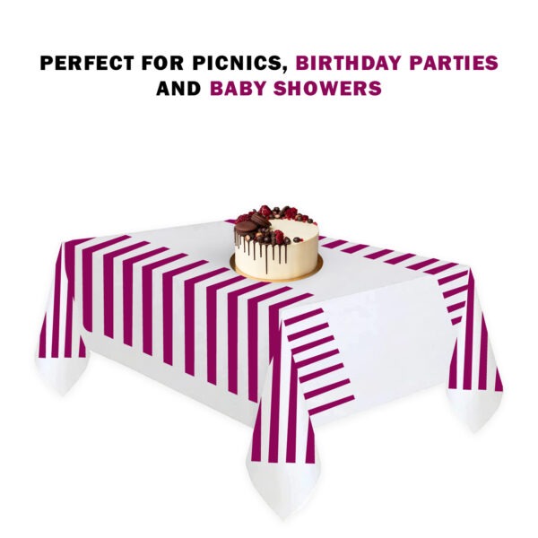 Purple Stripes Plastic Tablecloth