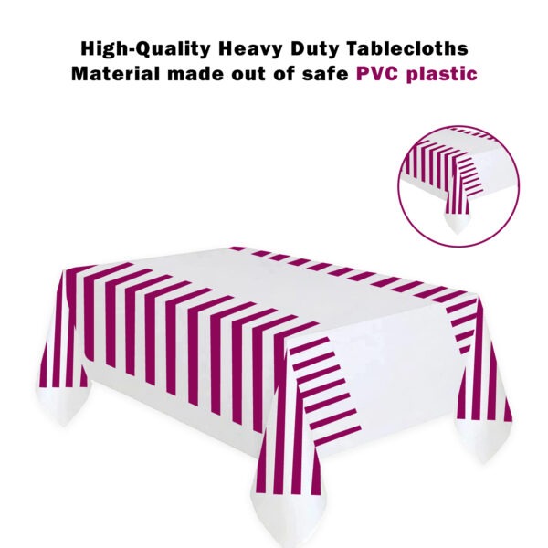 Purple Stripes Plastic Tablecloth