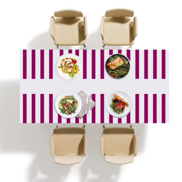 Purple Stripes Plastic Tablecloth