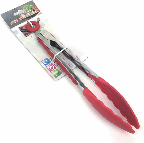 Red 9-Inch Kitchen Tongs – Silicone Tips, Heat Resistant & Ergonomic
