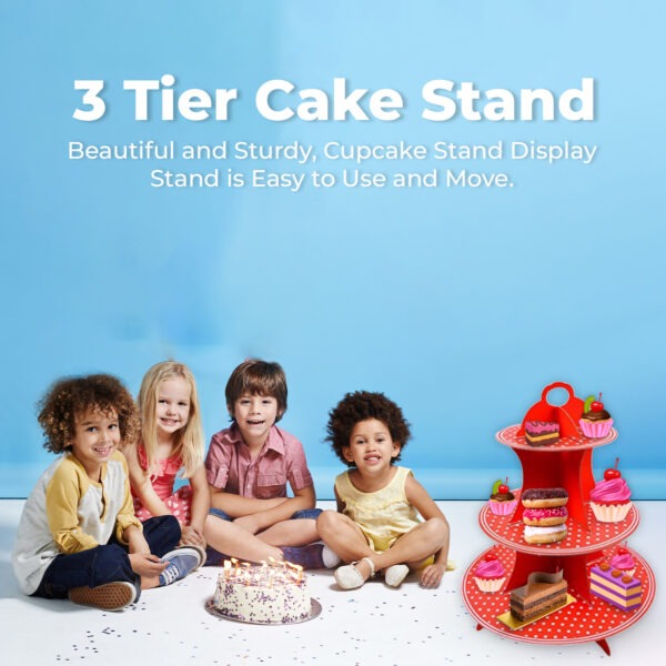3 Tier Polka Dot Red Cake Stands Three Tier – Cupcake Display