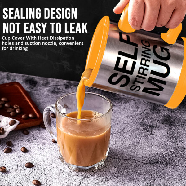 AEX Orange Premium Self-stirring Coffee Mug with Lid 450ml