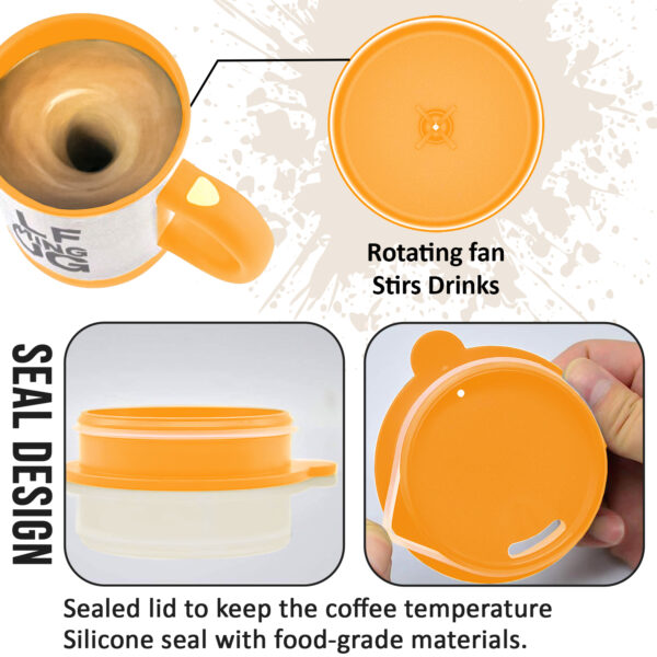 AEX Orange Premium Self-stirring Coffee Mug with Lid 450ml