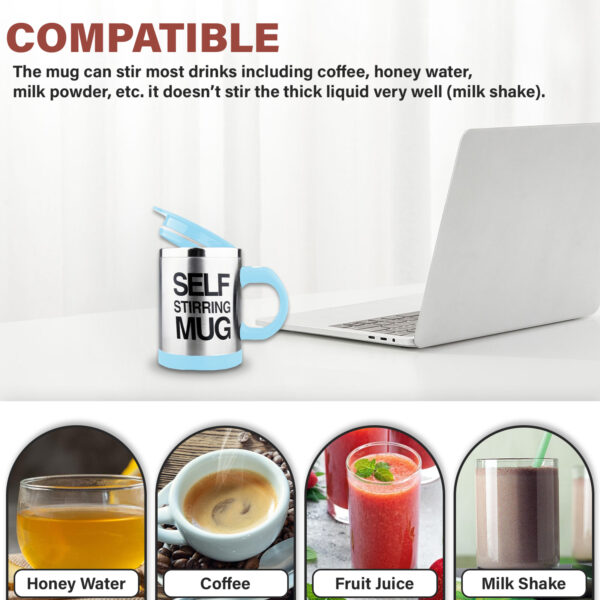 Blue Coffee Mug – 450ml Self Stirring Automatic Mixing Cup