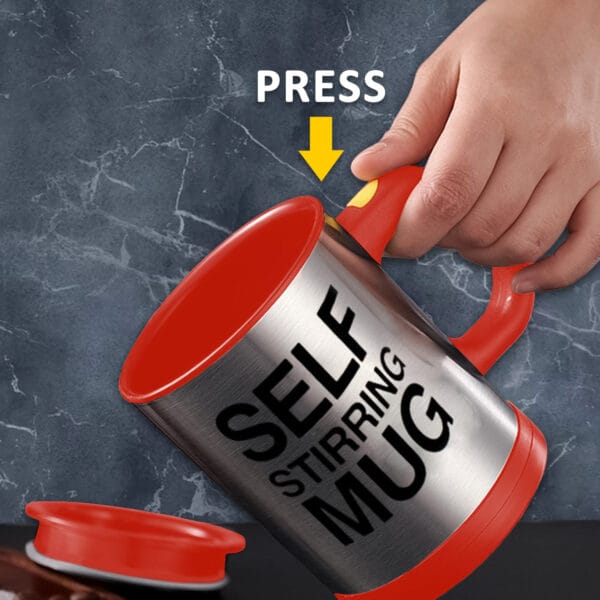 Red Electric Coffee Mug 450ml – Self-Stirring, Battery Powered, Leak-Proof