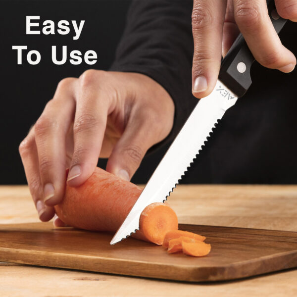 Stainless Steel Steak Knives Set of 4 – Ergonomic Black Handles