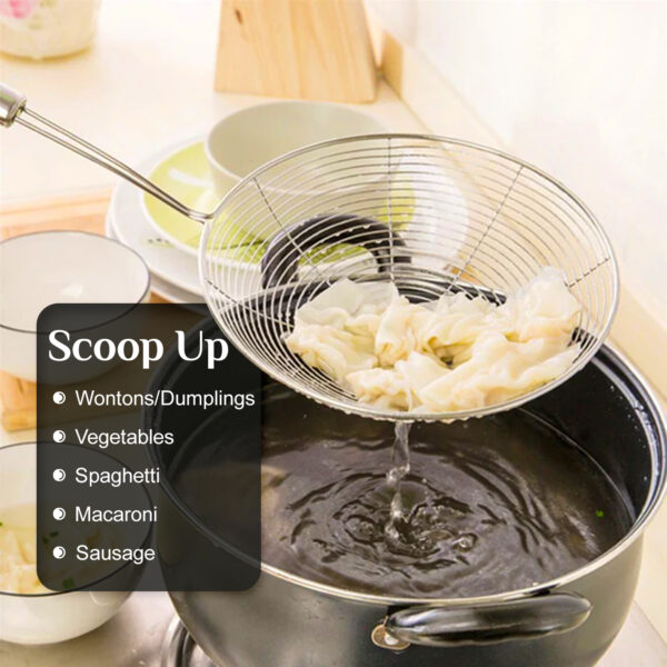 3X Stainless Steel Spider Skimmer Set – Ergonomic Handles, Hanging Holes