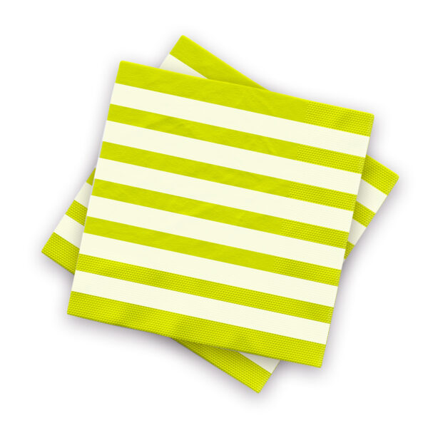 Lime Green Striped 2 Ply Paper Napkins – 10 Pack Disposable Serviettes