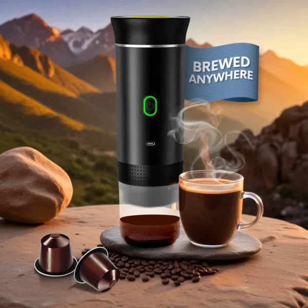 Portable Espresso Maker 12V – Self Heating Travel Coffee Brewer