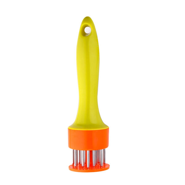Yellow Meat Tenderiser Needle Tool with Stainless Steel Prongs