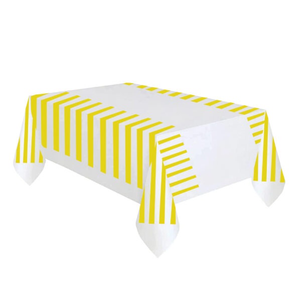 Yellow Stripes Plastic Tablecloth