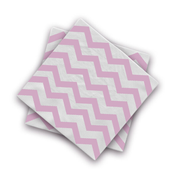 Pink Zigzag 2 Ply Paper Serviettes – 10 Pack Disposable Party Napkins