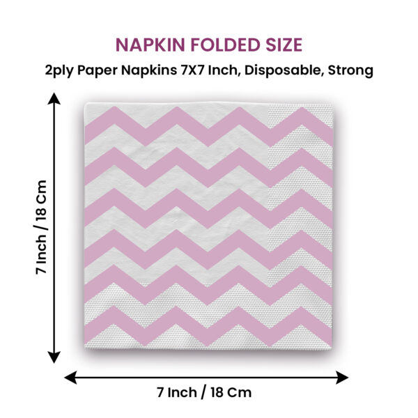 Pink Zigzag 2 Ply Paper Serviettes – 10 Pack Disposable Party Napkins