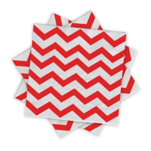 Red Zigzag 2 Ply Paper Napkins – 10 Pack Disposable Party Serviettes