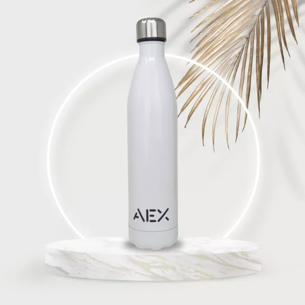 AEX White Insulated Stainless Steel Water Bottle 500ml 1000ml
