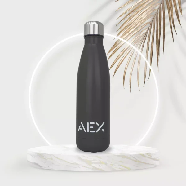 AEX Black Insulated Stainless Steel Water Bottle 500ml 1000ml