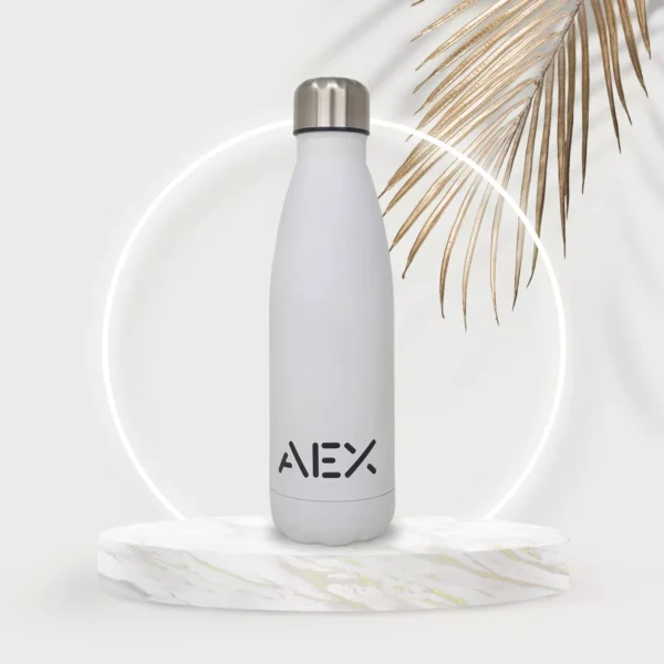 AEX White Insulated Stainless Steel Water Bottle 500ml 1000ml