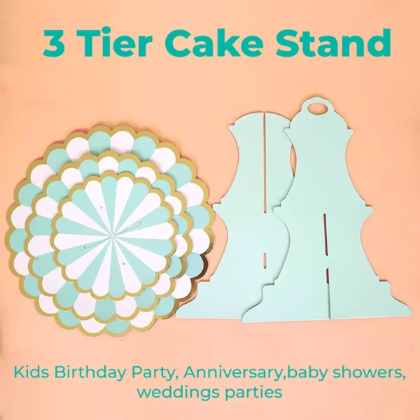 Floral Golden Border Cardboard Cupcake stand