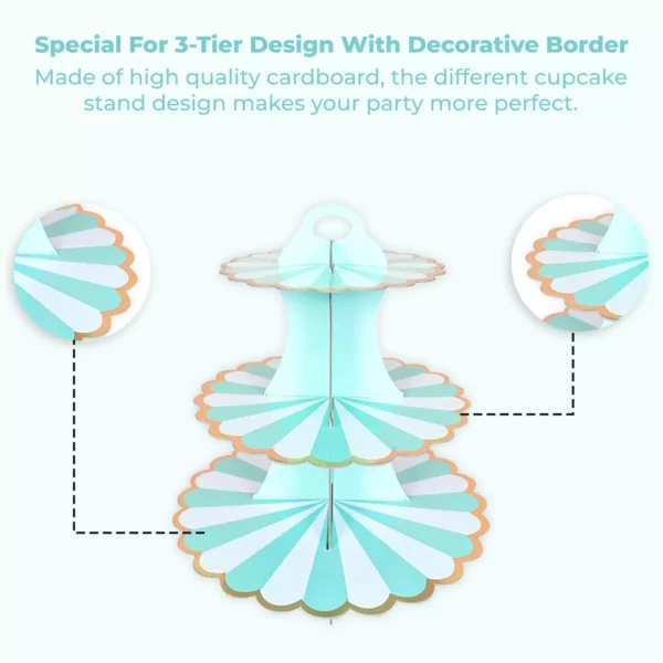 Floral Golden Border Cardboard Cupcake stand